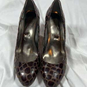 Marc Fisher Brown Giraffe Print Heels